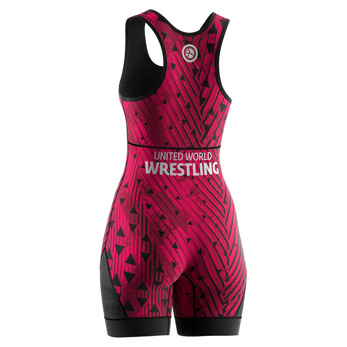 Women's Wrestling Singlet – Magenta with Abstract Stripes