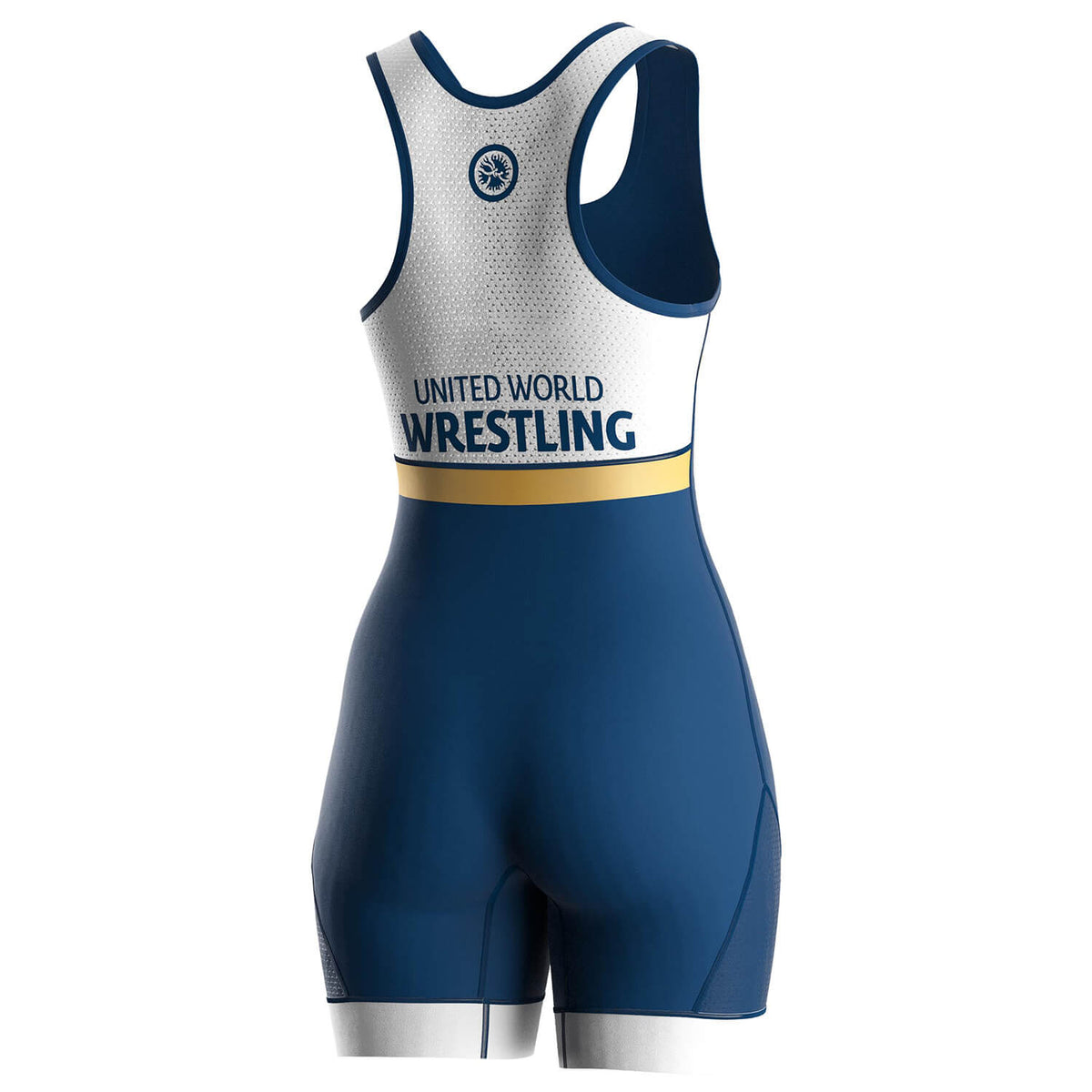 Women's Wrestling Singlet – Navy Blue with White & Gold Trim