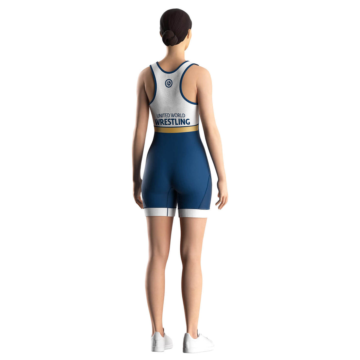 Women's Wrestling Singlet – Navy Blue with White & Gold Trim