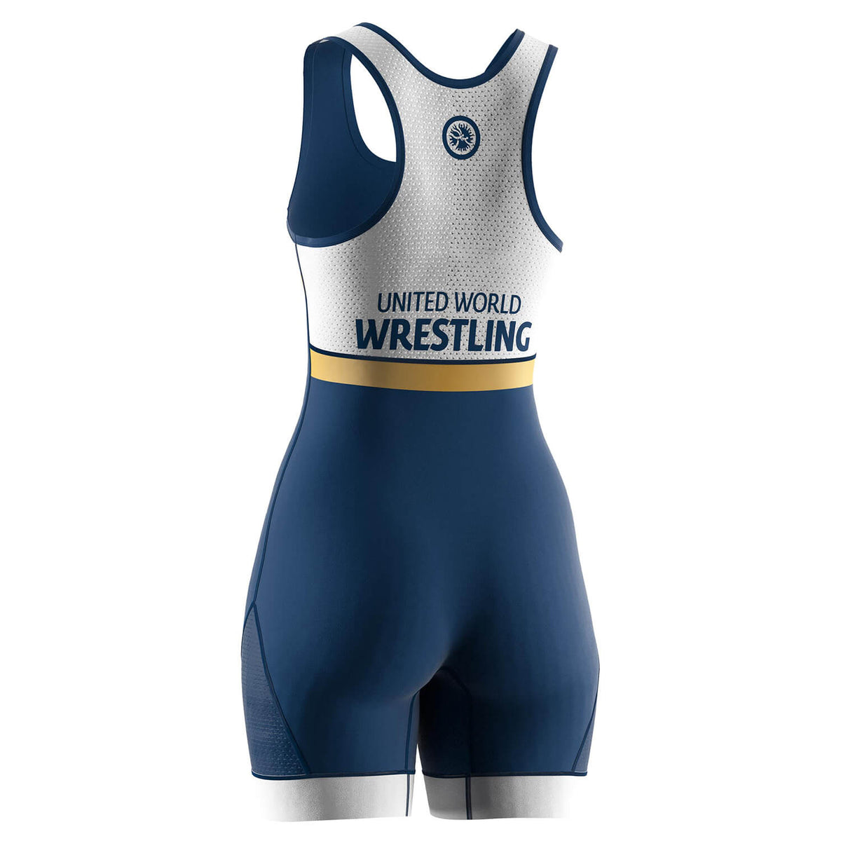 Women's Wrestling Singlet – Navy Blue with White & Gold Trim